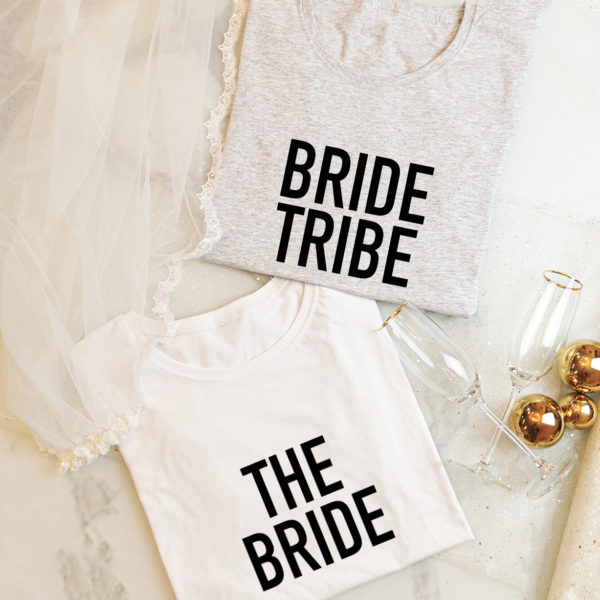 Damen T-Shirt JGA Set "The bride+Bride tribe"